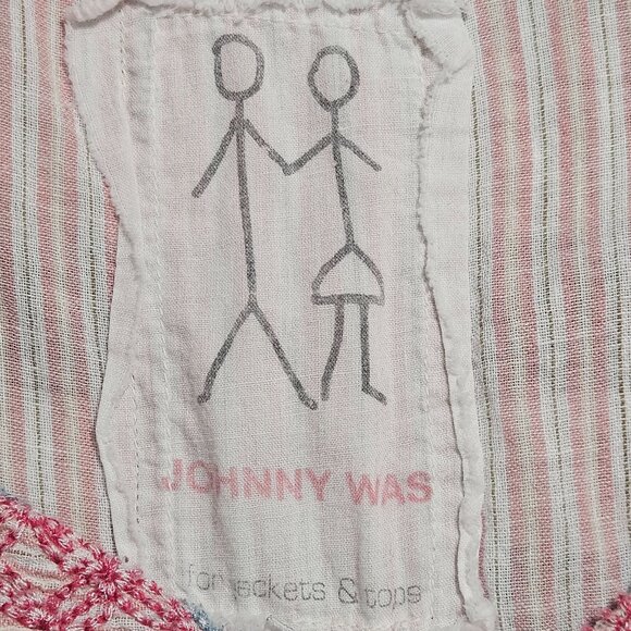 Johnny Was Peasant Embroidered Stripe Linen Tunic Dress 2X Boho Coastal Cottage - Picture 8 of 13